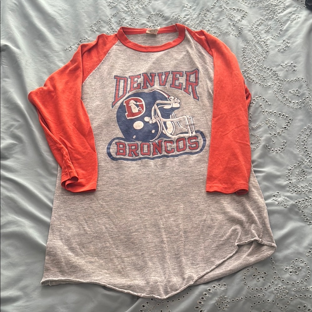 Denver Broncos Kids Raglan Shirt - Orange and Gray